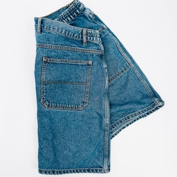 Vintage Pants - Vintage High Waisted Long Denim Shorts Size 18